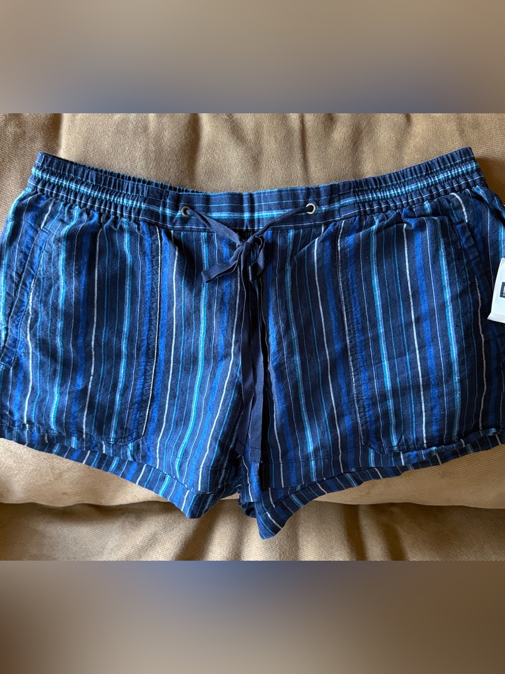 Gap Striped Drawstring Pull-On Shorts Blue XL NWT